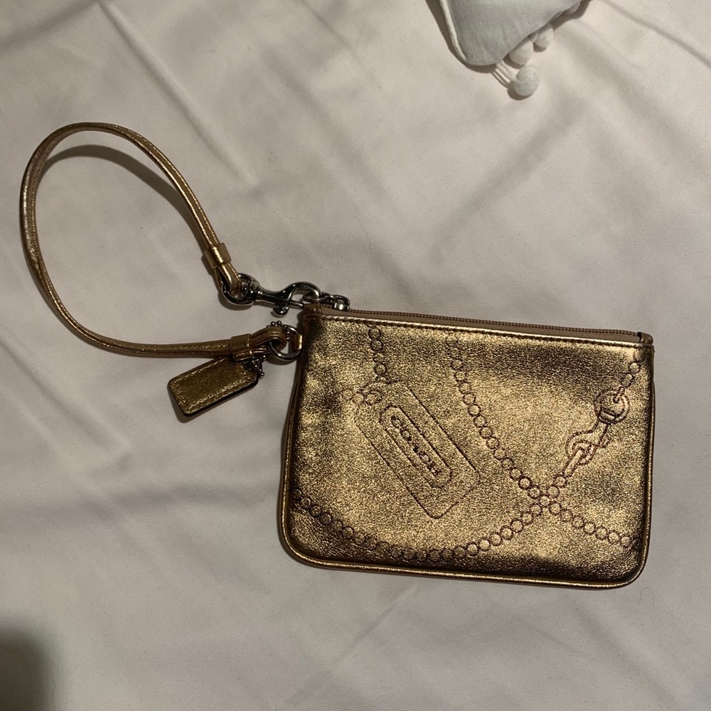 Coach metallic gold wristlet y2k style